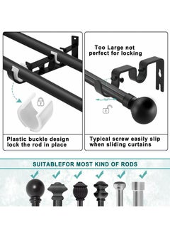 Joyelink Curtain Rod Brackets, Curtain Rod Holders for Wall, Curtain Accessories( Black), for 1 Inch Rods, Double Curtain Rod Brackets  - Image 5