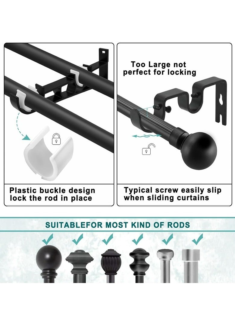 Joyelink Curtain Rod Brackets, Curtain Rod Holders for Wall, Curtain Accessories( Black), for 1 Inch Rods, Double Curtain Rod Brackets - Image 5