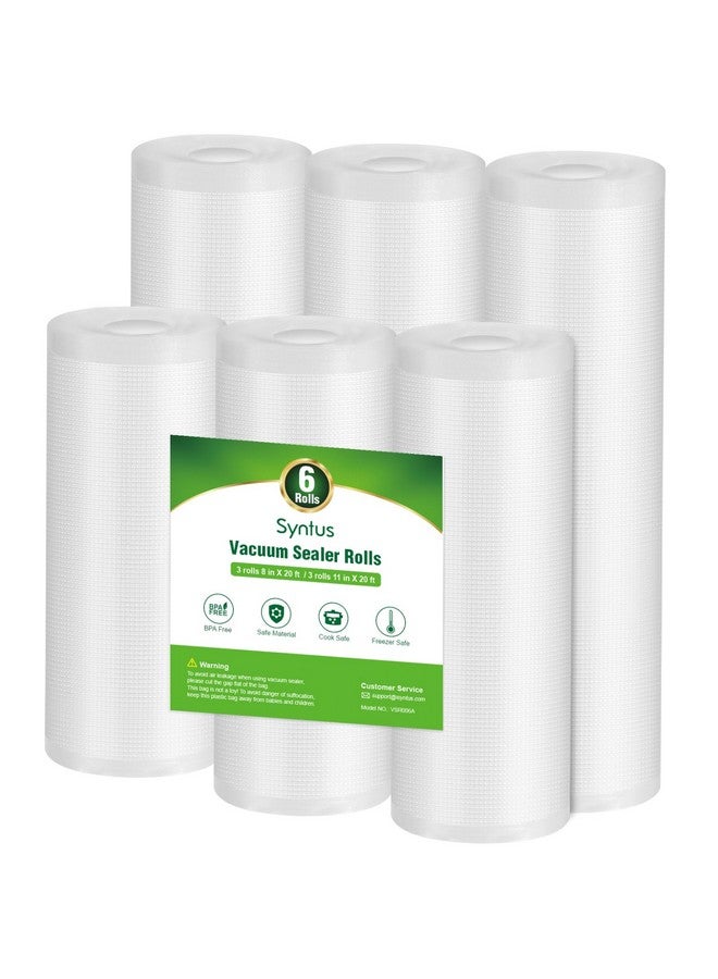 Syntus Vacuum Sealer Bags, 6 Pack 3 Rolls 11" x 20' and 3 Rolls 8" x 20' Commercial Grade BPA Free Bag Rolls, Food Vac Bags for Storage, Meal Prep or Sous Vide - Image 1