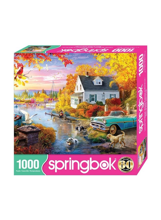 سبرينغبوك لعبة الألغاز المكونة من 1000 قطعة "Lakeside Fall Retreat" للكبار تأخذك في رحلة رائعة إلى ضفاف البحيرة - Image 2