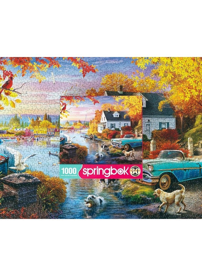 سبرينغبوك لعبة الألغاز المكونة من 1000 قطعة "Lakeside Fall Retreat" للكبار تأخذك في رحلة رائعة إلى ضفاف البحيرة - Image 3