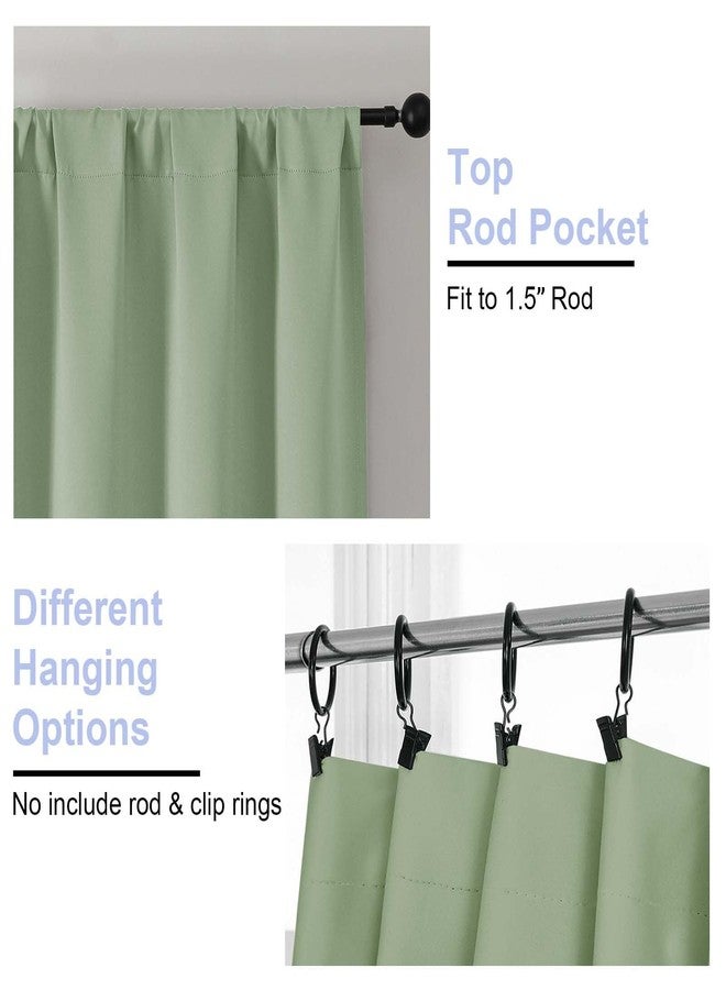 Simplebrand Ava Light Green Blackout Curtains for Bedroom 84 Inch Length 2 Panels Set, Solid Thermal Insulated Privacy Nursery Window Treatment Curtains Blackout Drapes, W40 x L84 Inch, Light Green - Image 4