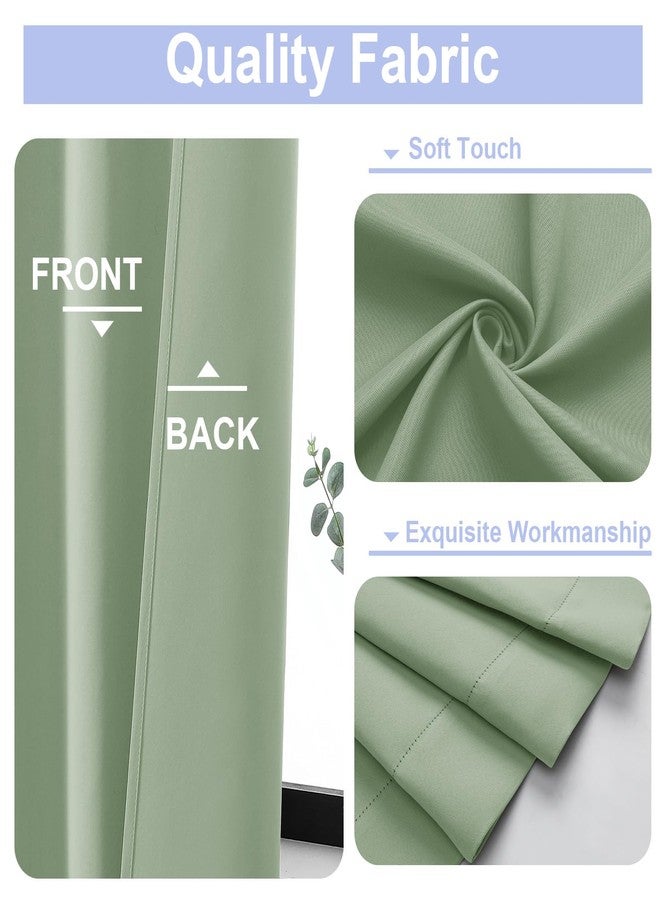 Simplebrand Ava Light Green Blackout Curtains for Bedroom 84 Inch Length 2 Panels Set, Solid Thermal Insulated Privacy Nursery Window Treatment Curtains Blackout Drapes, W40 x L84 Inch, Light Green - Image 3