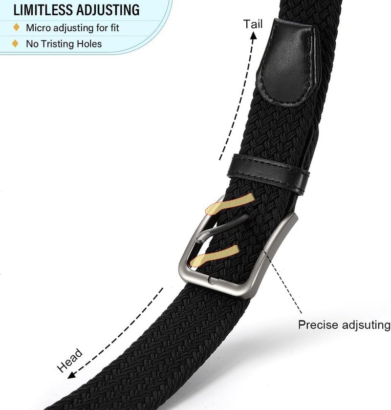 Langthering Braided Stretch Belt for Men, Elastic Woven Belt, casual Fabric Golf Belt, Long110cm(43.3") Wide 3.5cm(1.375") for golf pants jeans, Gift Box，Fits Waist Sizes 30-36 inches - Image 1