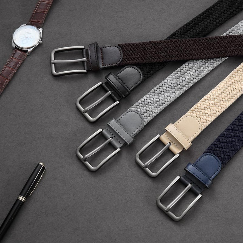 Langthering Braided Stretch Belt for Men, Elastic Woven Belt, casual Fabric Golf Belt, Long110cm(43.3") Wide 3.5cm(1.375") for golf pants jeans, Gift Box，Fits Waist Sizes 30-36 inches - Image 5