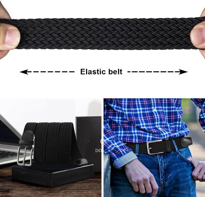 Langthering Braided Stretch Belt for Men, Elastic Woven Belt, casual Fabric Golf Belt, Long110cm(43.3") Wide 3.5cm(1.375") for golf pants jeans, Gift Box，Fits Waist Sizes 30-36 inches - Image 3