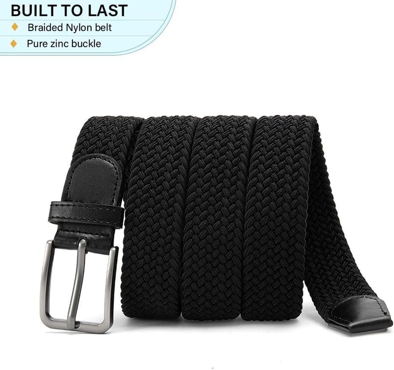 Langthering Braided Stretch Belt for Men, Elastic Woven Belt, casual Fabric Golf Belt, Long110cm(43.3") Wide 3.5cm(1.375") for golf pants jeans, Gift Box，Fits Waist Sizes 30-36 inches - Image 2