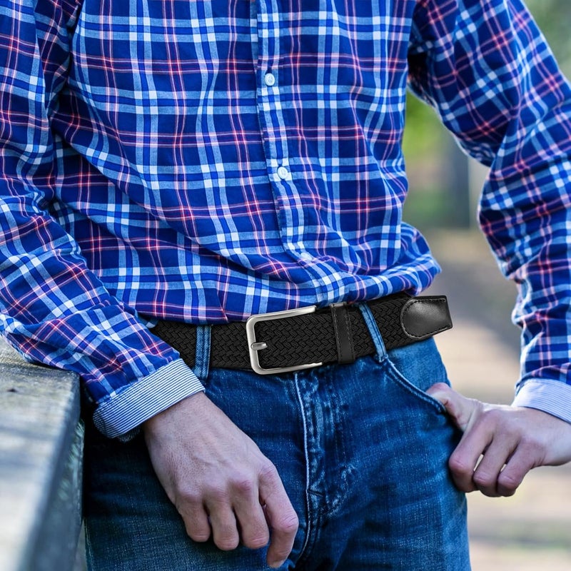 Langthering Braided Stretch Belt for Men, Elastic Woven Belt, casual Fabric Golf Belt, Long110cm(43.3") Wide 3.5cm(1.375") for golf pants jeans, Gift Box，Fits Waist Sizes 30-36 inches - Image 4