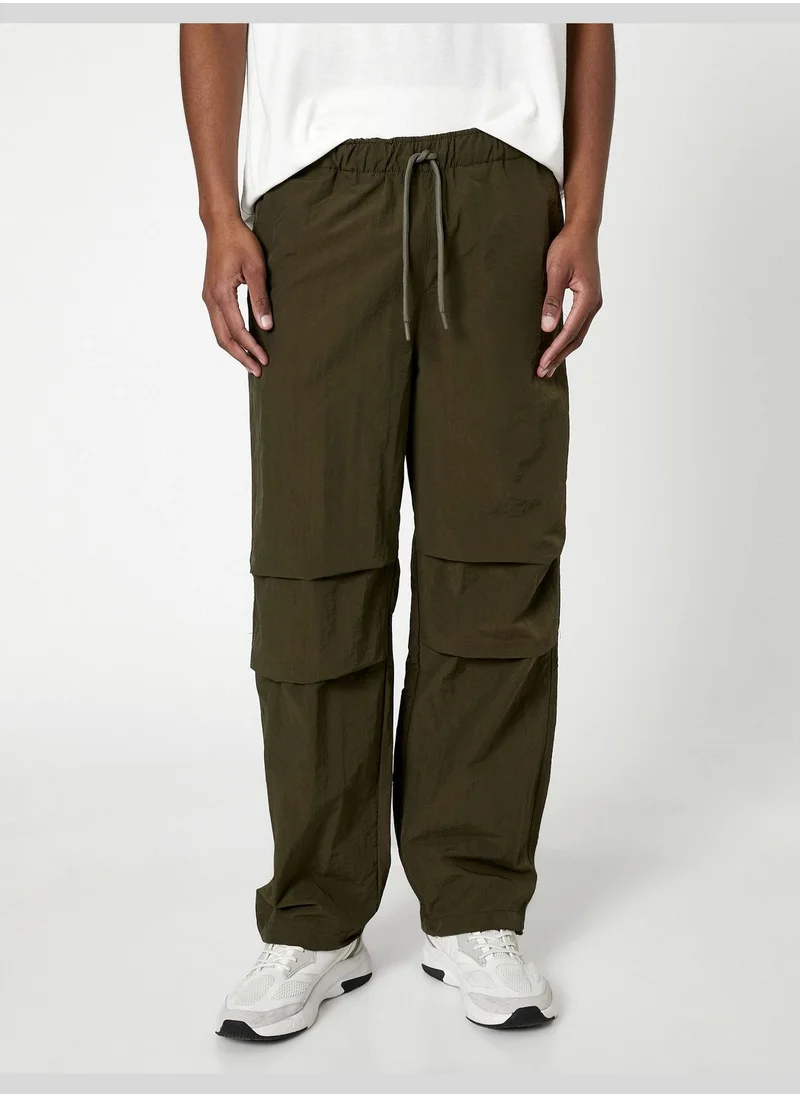 كوتون Parachute Trousers Drawstring Elastic Leg Pocket Detailed