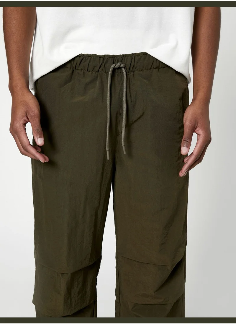 كوتون Parachute Trousers Drawstring Elastic Leg Pocket Detailed