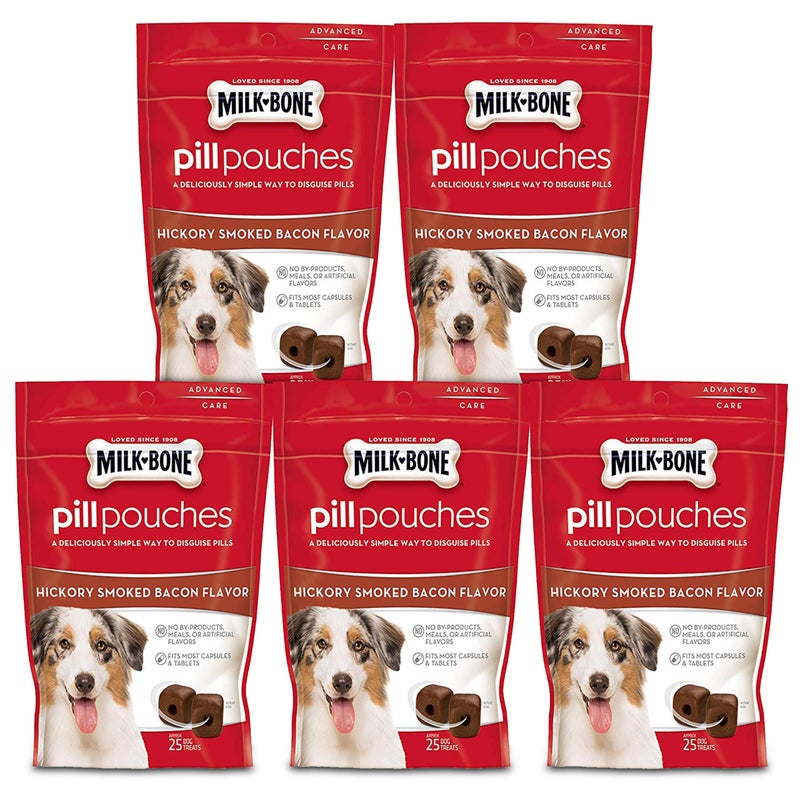 Milk-Bone Pill Pouches Dog Treats, Hickory Smoked Bacon Flavor, 6 Ounce (Pack of 5) - Image 1