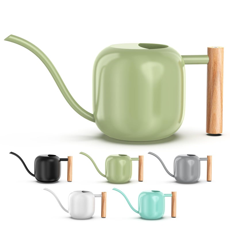 Green Moon Watering Can Indoor Plants 12L41oz Sage Green Water Can Indoor Metal Small Water Can Pot with Long Spout for House Bonsai Plants Garden Flower Decorative - Image 2