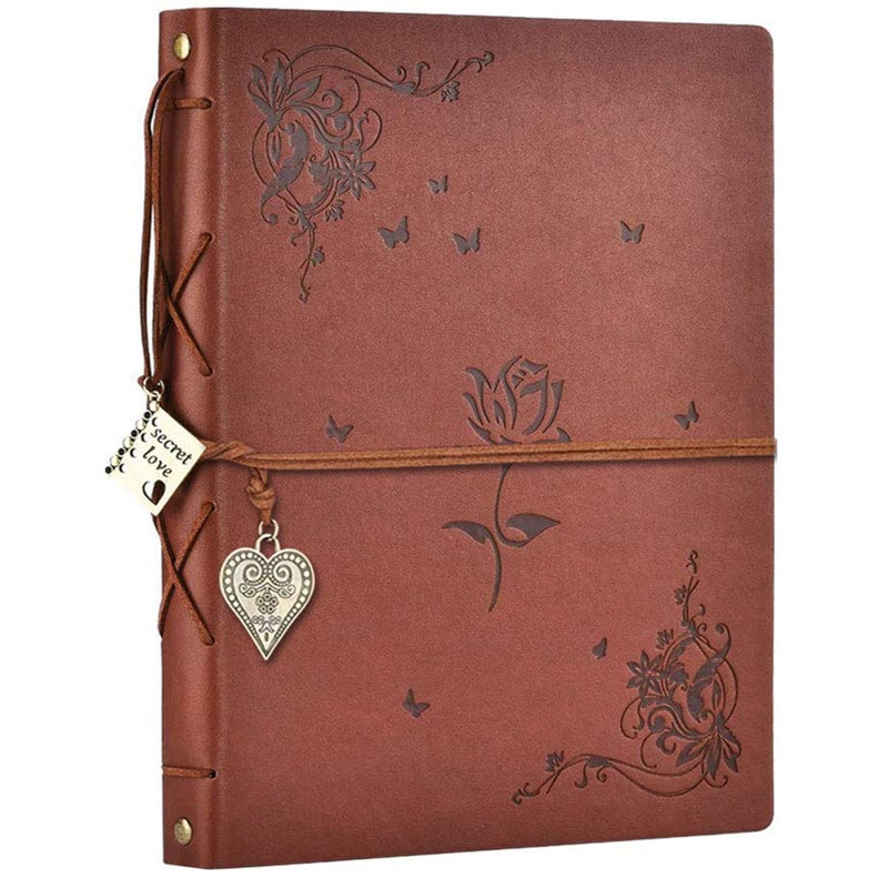 ألبوم زيويوان للصور جلد ألبوم الذكريات DIY ألبوم قصاصات 108x86 ألبوم صور عائلي كبير قابل للتعبئة 60 صفحة لهدايا الذكرى السنوية عيد الحب عيد الميلاد وردي بني