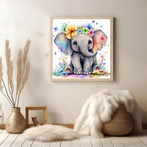 HOIYLDS Cute Elephant Diamond Art Painting Kits for Adults - Round Full Drill Diamond Dots Paintings for Beginners, 5D Paint with Diamonds Pictures Gem Art Painting Kits DIY Crafts Project Kits 14x14inch - Image 3