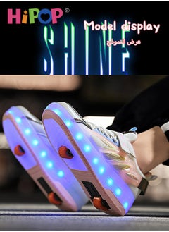 HIPOP Unisex Roller Skate Shoes with USB Charging Colorful Lights,LED Flash Light Shiny Sneaker Skate Shoes,Fashional Girls Boys Roller Shoes,Retractable Double Wheels Skate Shoes for Kids and Adults  - Image 2