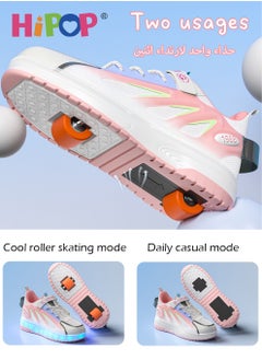 HIPOP Unisex Roller Skate Shoes with USB Charging Colorful Lights,LED Flash Light Shiny Sneaker Skate Shoes,Fashional Girls Boys Roller Shoes,Retractable Double Wheels Skate Shoes for Kids and Adults  - Image 3