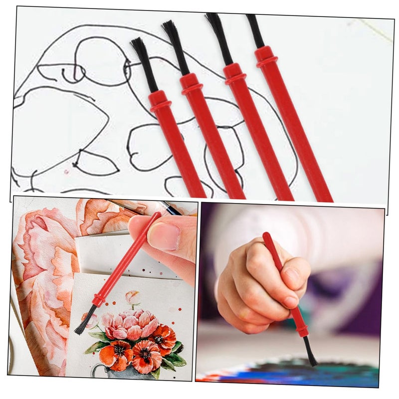 50Pcs Miniature Paint Brush Set Red Handles Easy Grip for Watercolor Craft Classroom Art Supplies - Image 3