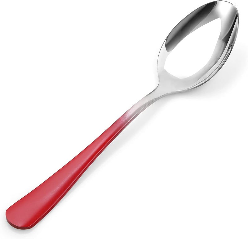 Bysta Silverware Set Bysta 40Piece Stainless Steel Flatware Set Kitchen Utensil Set Service for 8 Tableware Cutlery Set for Home and Restaurant Mirror Polished Dishwasher Safe Gradient Red - Image 4