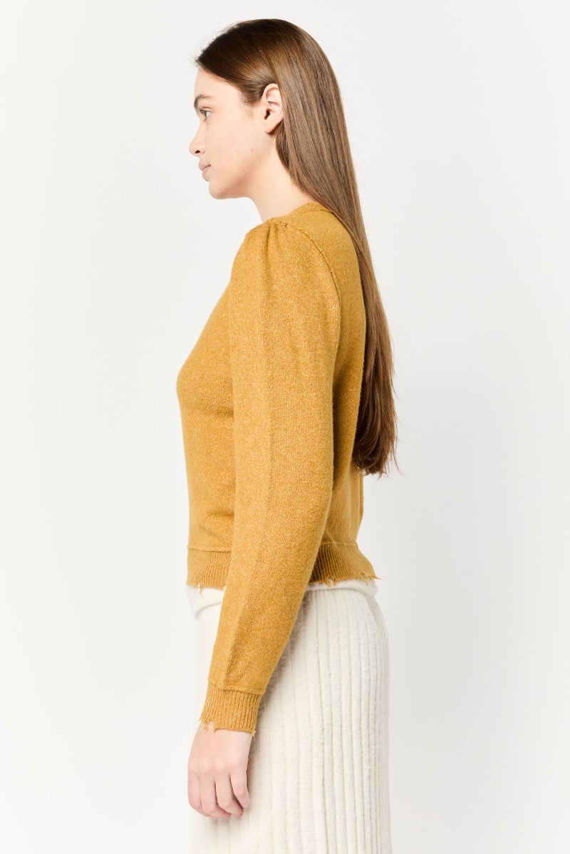 Aerie Women Crew Neck Textured Sweaters, Rust - Image 3
