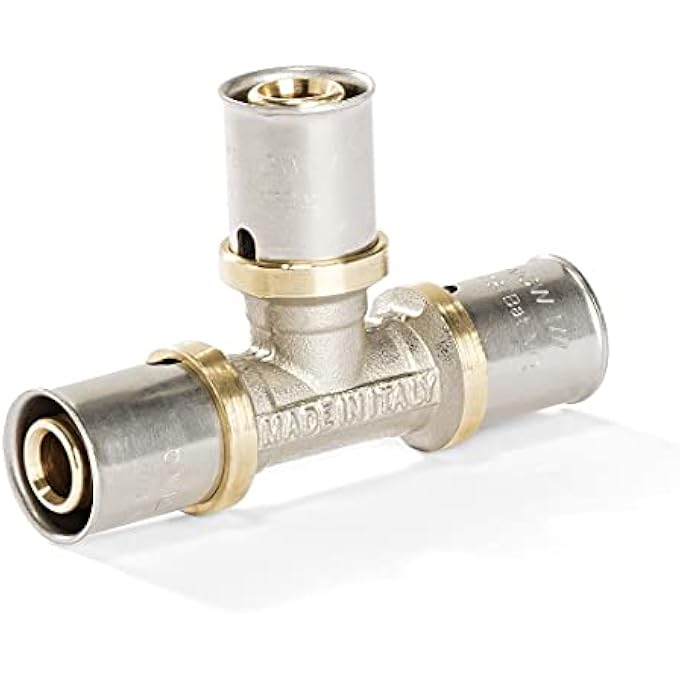 PRESS FITTING T-PIECE 16 X 2.0 MM, BRASS, COMPOSITE PIPE, PACK OF 16