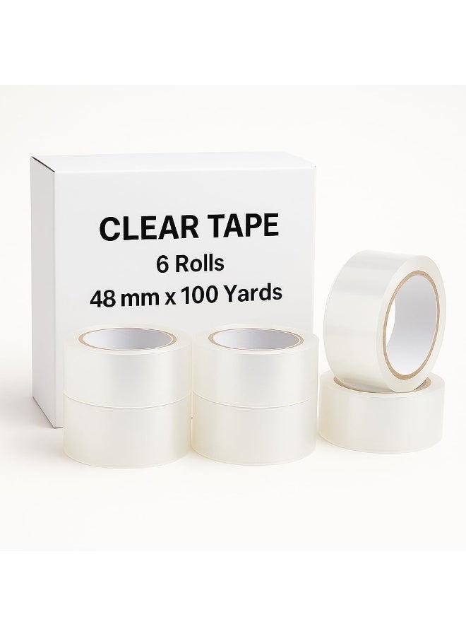 Aoura Grp Clear Packing Tape - 6 Rolls | 48mm x 100 Yards Strong Heavy-Duty Tape for Moving, Box Sealing, Shipping, and Office Use - Image 1