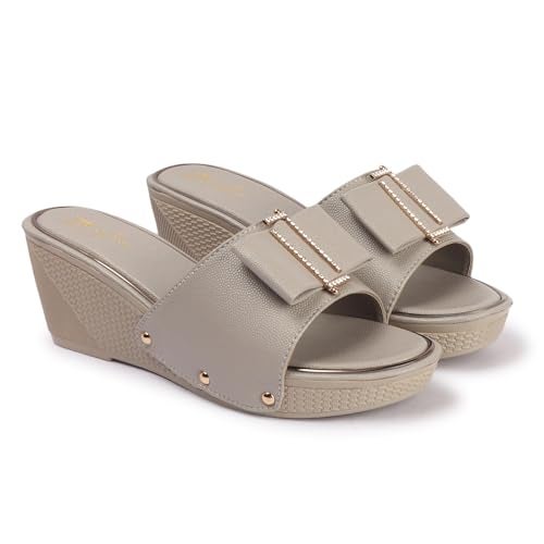 ZaySoo Wedge Sandals for Women Open Toe Wedge Heels Womens High Heel Sandal Square Toe Heeled Wedge Sandals (Grey, UK Footwear Size System, Adult, Women, Numeric, Medium, 5) - Image 1