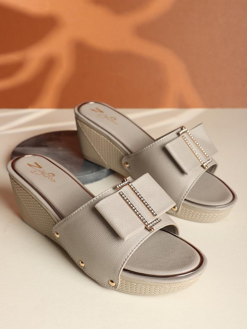 ZaySoo Wedge Sandals for Women Open Toe Wedge Heels Womens High Heel Sandal Square Toe Heeled Wedge Sandals (Grey, UK Footwear Size System, Adult, Women, Numeric, Medium, 5) - Image 2