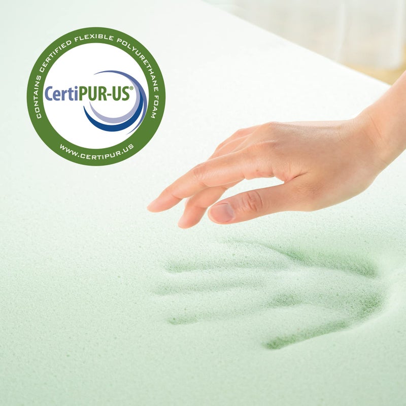 ZINUS 1.5 Inch Green Tea Memory Foam Mattress Topper, Pressure-Relieving Layers, CertiPUR-US Certified, Queen - Image 3