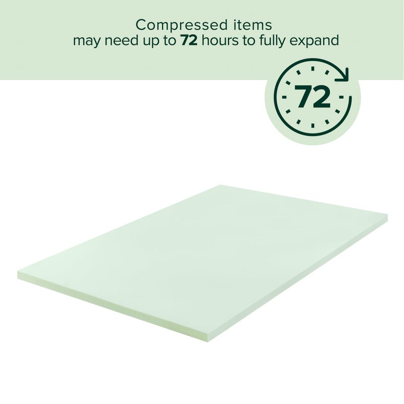 ZINUS 1.5 Inch Green Tea Memory Foam Mattress Topper, Pressure-Relieving Layers, CertiPUR-US Certified, Queen - Image 4
