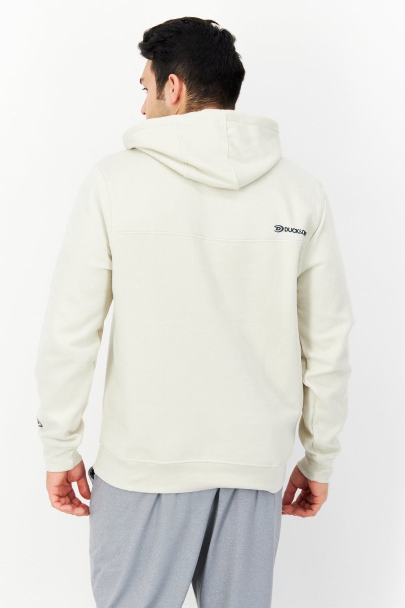 DUCK AND COVER Men Hooded Long Sleeve Graphic Print Sweatshirt, Beige - Image 2