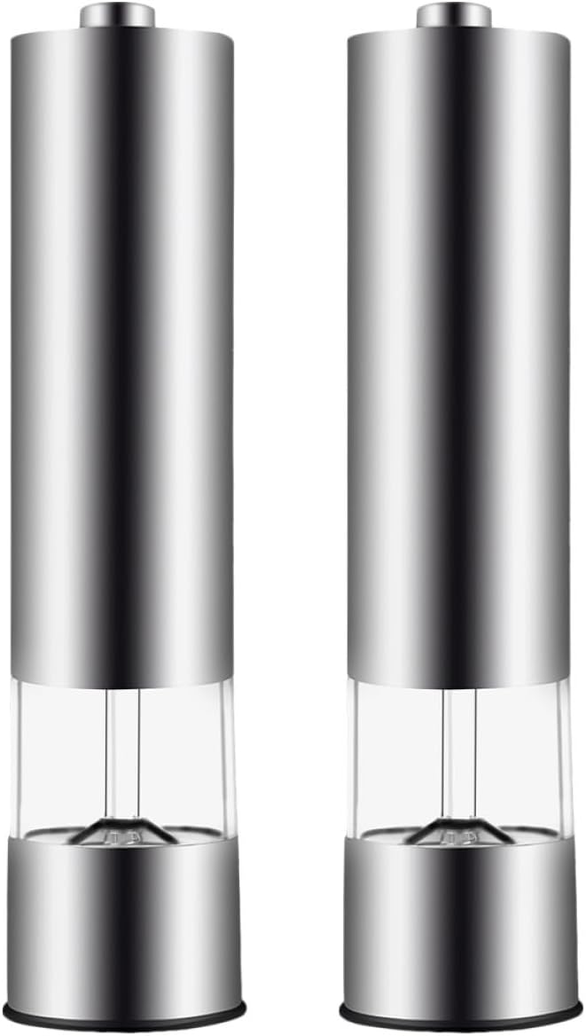 VERDANVERSE 2pcs Electric Pepper Grinder Stainless Steel Electronic Pepper Mill Battery-free for Kitchen Cooking - Image 1