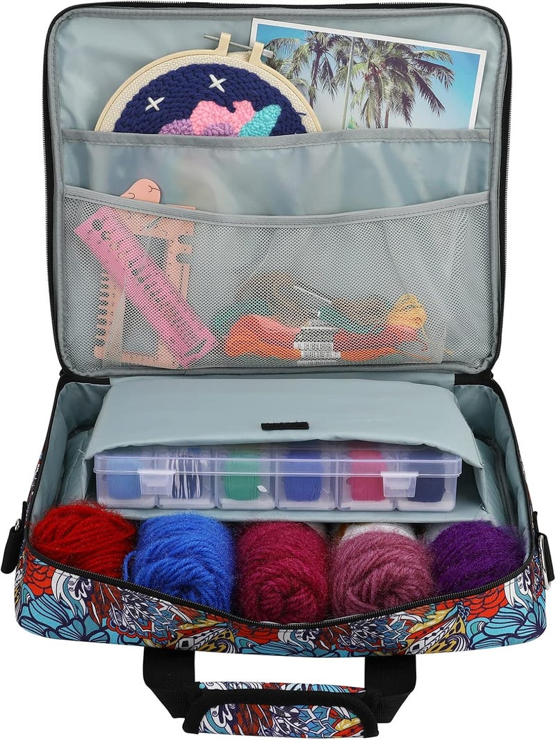 LOOEN Embroidery Project Bag, Embroidery Kits Storage Bag,Multifunctional Bag for Crochet Hooks Embroidery Floss Organizer String Bracelet Kit Sewing Thread Accessories - Image 4