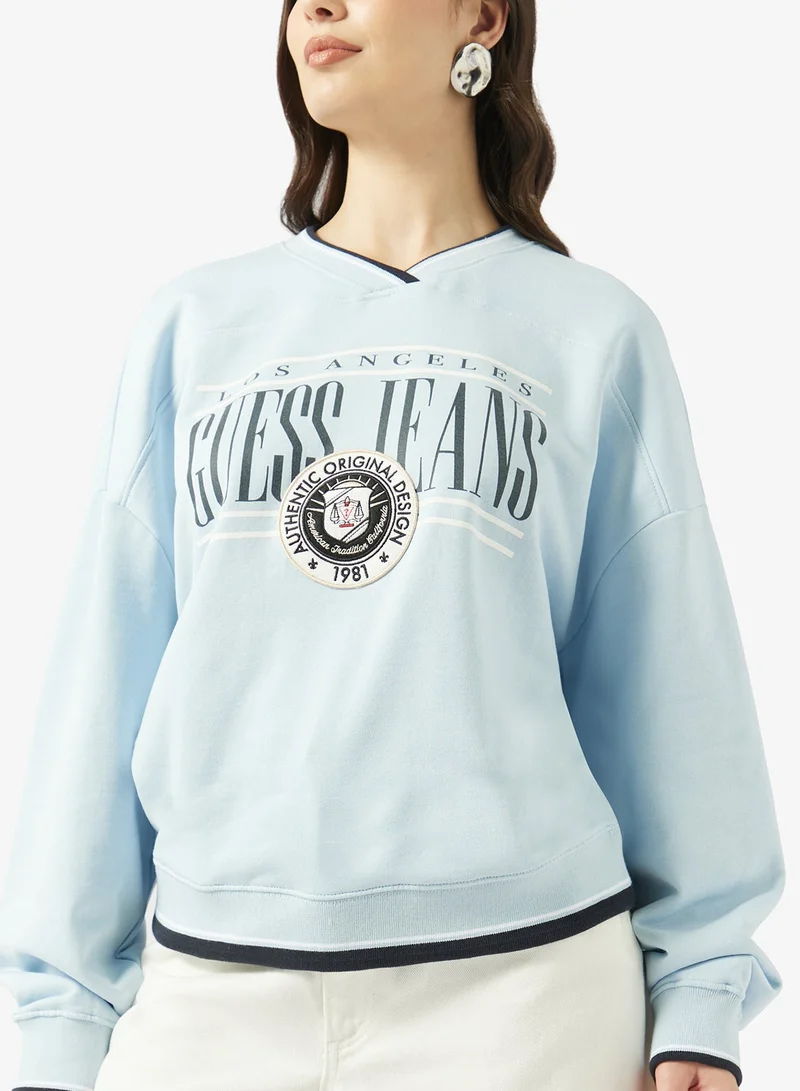 Guess Jeans  V-Neck Vintage Sweatshirt for Women | Best Price UAE
