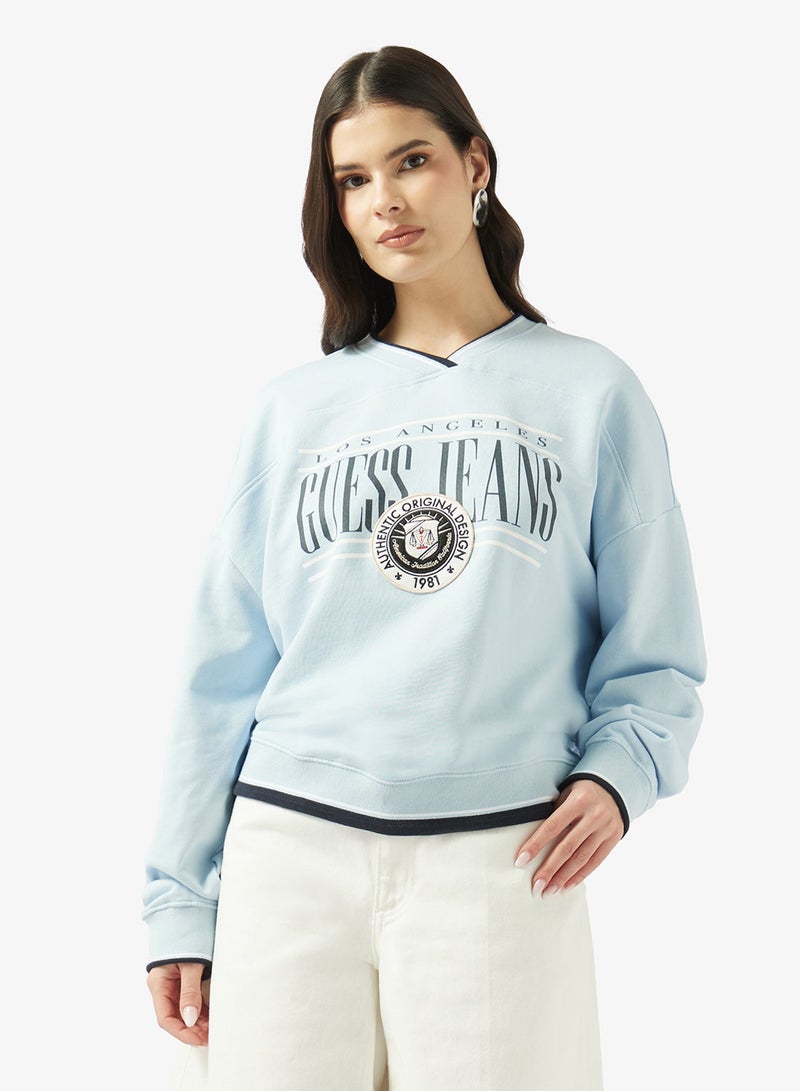 GUESS V-Neck Vintage Sweatshirt - Image 1