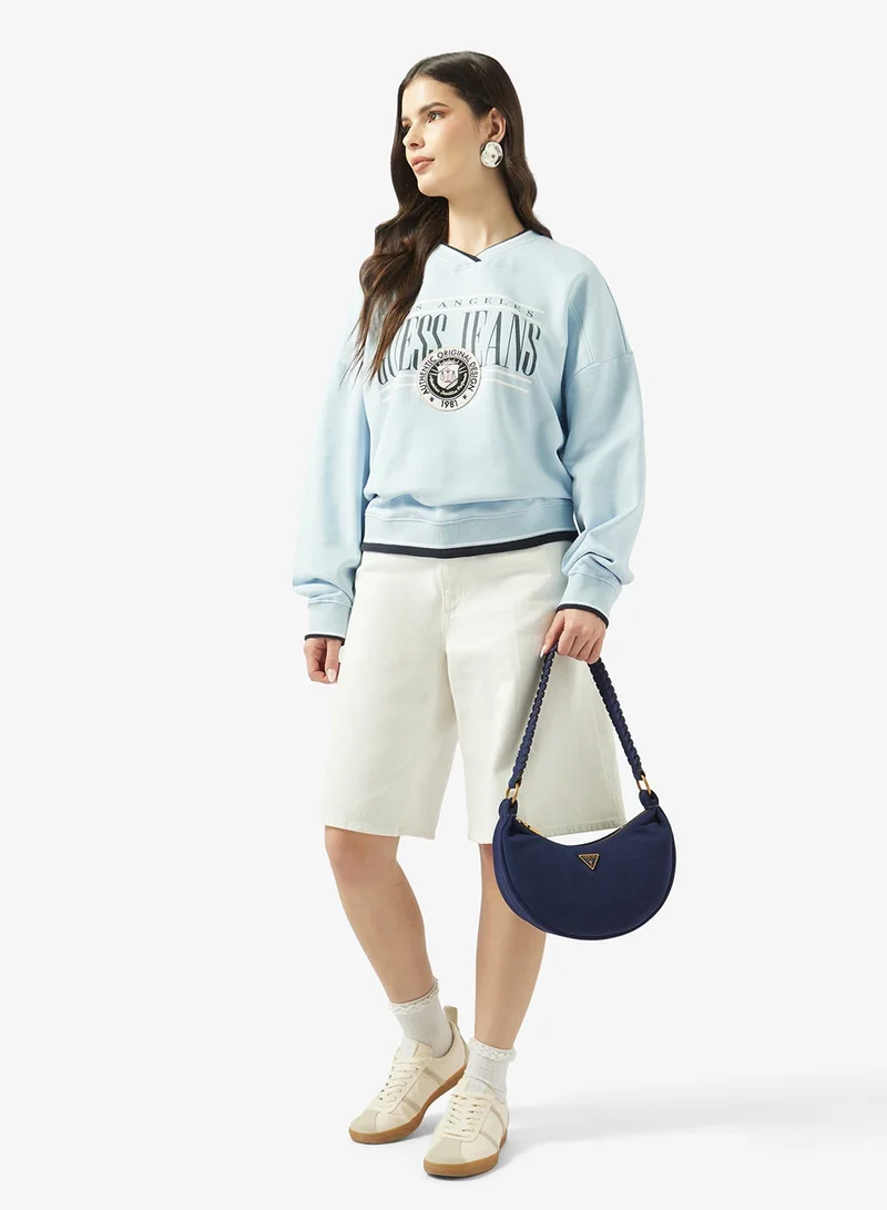 Guess Jeans  V-Neck Vintage Sweatshirt for Women | Best Price UAE