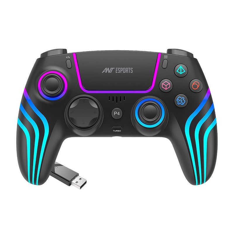 ANT Esports Renewed - Ant Esports GP400 Wireless Gaming Controller for PC, PS4,Android,iOS, Steam Deck & Switch | Hall Effect Joysticks | Bluetooth & 2.4GHz Wireless | Dual Vibration | Motion Control | RGB Lighting | Black - Image 1