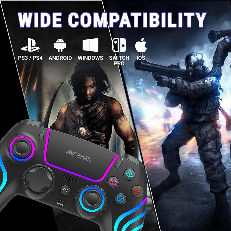 ANT Esports Renewed - Ant Esports GP400 Wireless Gaming Controller for PC, PS4,Android,iOS, Steam Deck & Switch | Hall Effect Joysticks | Bluetooth & 2.4GHz Wireless | Dual Vibration | Motion Control | RGB Lighting | Black - Image 5
