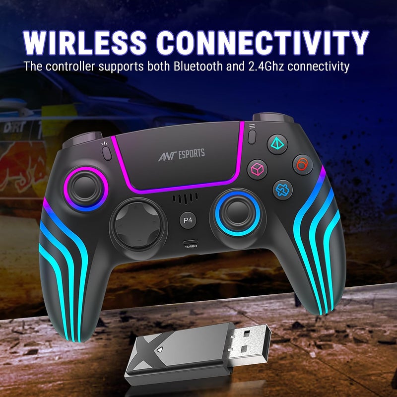 ANT Esports Renewed - Ant Esports GP400 Wireless Gaming Controller for PC, PS4,Android,iOS, Steam Deck & Switch | Hall Effect Joysticks | Bluetooth & 2.4GHz Wireless | Dual Vibration | Motion Control | RGB Lighting | Black - Image 4