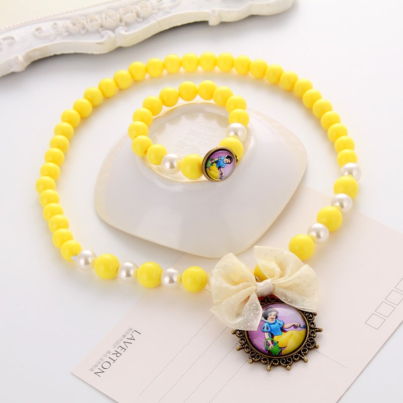 Generic Kids Cartoon Crown Wand Hair Accessory Yellow-necklace and bracelet