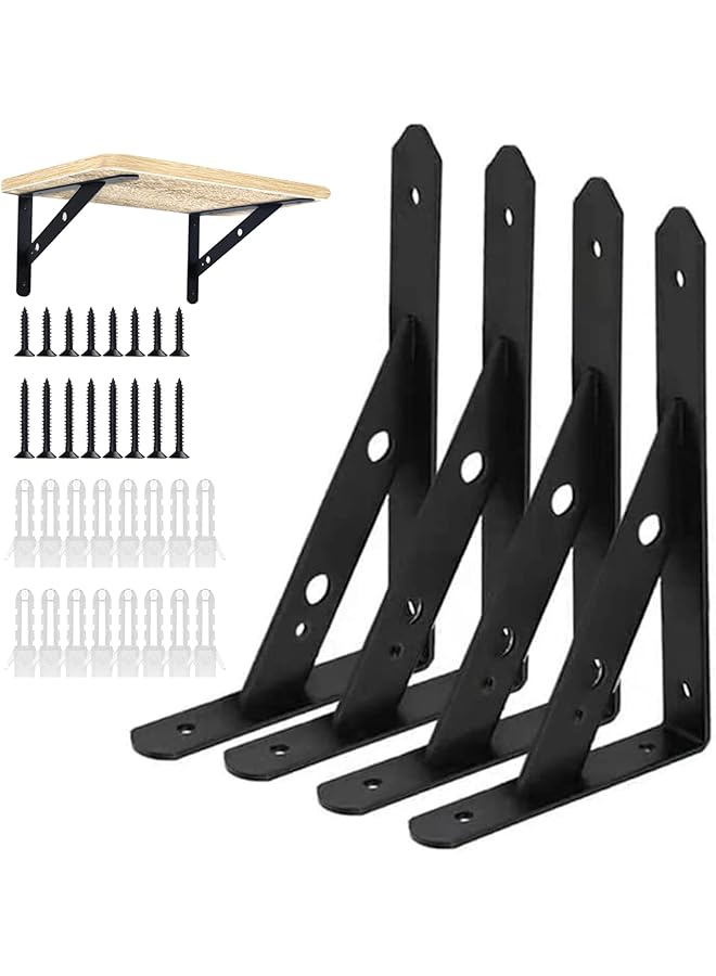 The Bros حاملات الرفوف الثقيلة من برو 4 عبوة 7.8x4.7 بوصة، حامل رف بزاوية 90 درجة للجدار، قدرة تحمل 66 رطل 200x120 مم - Image 1