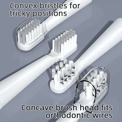 Y-Kelin V-Shaped Orthodontic Electric Toothbrush for Braces, Sonic Toothbrush with 2 Concave Replacement Heads and 2 Convex Replacement Heads, Soft Bristle, 5 Modes IPX7 Waterproof (White) - Image 5