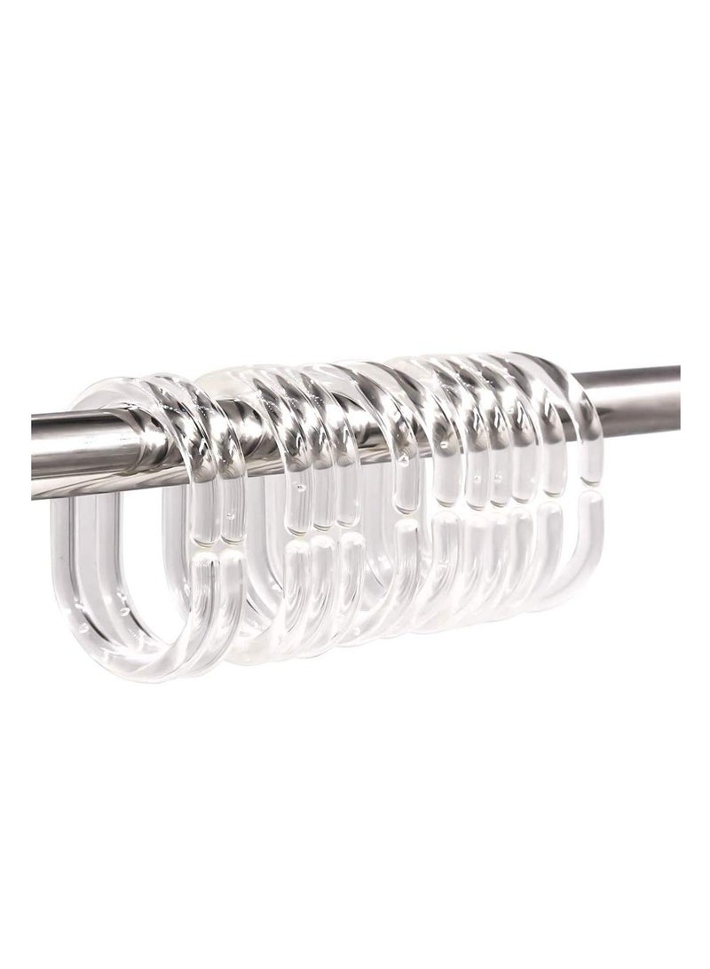 24pcs Clear Plastic Shower Curtain Rings Easy Glide and Hook System for Bathroom Decorative Shower Rod  - Image 1