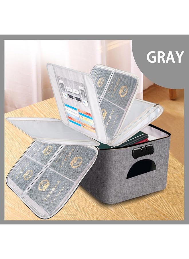 erorex File Organizer Bag Waterproof Oxa4 Size 5 Layer Credential Bag File Pocket With Safe Code Lock Travel Bag With Separators Grey - Image 4