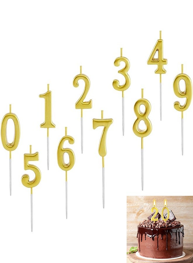 10 Pieces Birthday Candle Cake Digital Candle Numbers 0-9 Glitter Cake Decoration for Party, Wedding, Bottle Service, Nightclub, Kids, Adult (Gold)  - Image 1