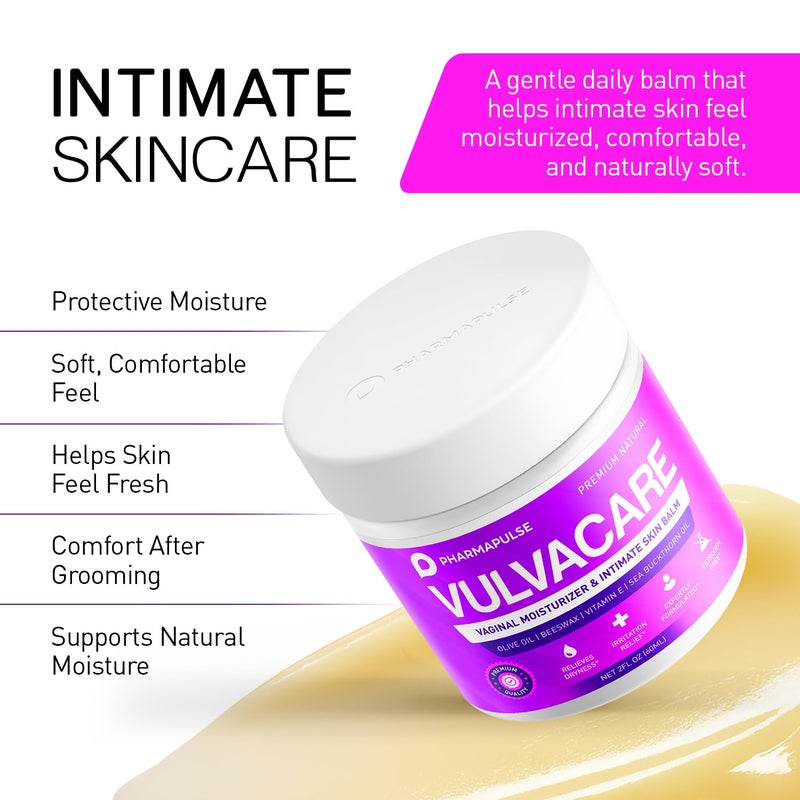 Pharmapulse Vaginal Moisturizer, Vulva Balm Cream, Intimate Skin Care, Menopause Support - Relieves Dryness, Itching, Burning, Redness, Chafing, Odor, Irritation - Estrogen Free 2oz - Image 5