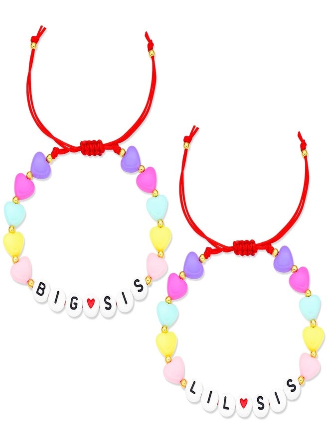 HANRESHE 2PCS Bracelet Gifts, Sis Bracelets with Letter & Heart Acrylic Beads - Perfect Big Sister Gift - Image 1