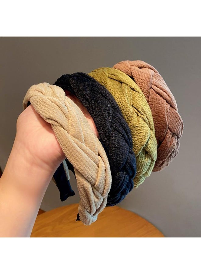 Lavida 4Pack Headbands for Girls Women Twist Headbands Trendy Non Slip Hairbands- black、green、coffee color、apricot color - Image 1