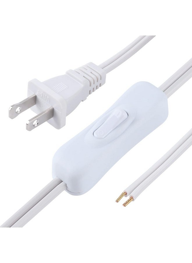 VSEER Lamp Cord has Button Switch UL304 2A/120V,Plug,Stripped Ends Ready for Wiring 18 AWG SPT-2, White (6FT)  - Image 1