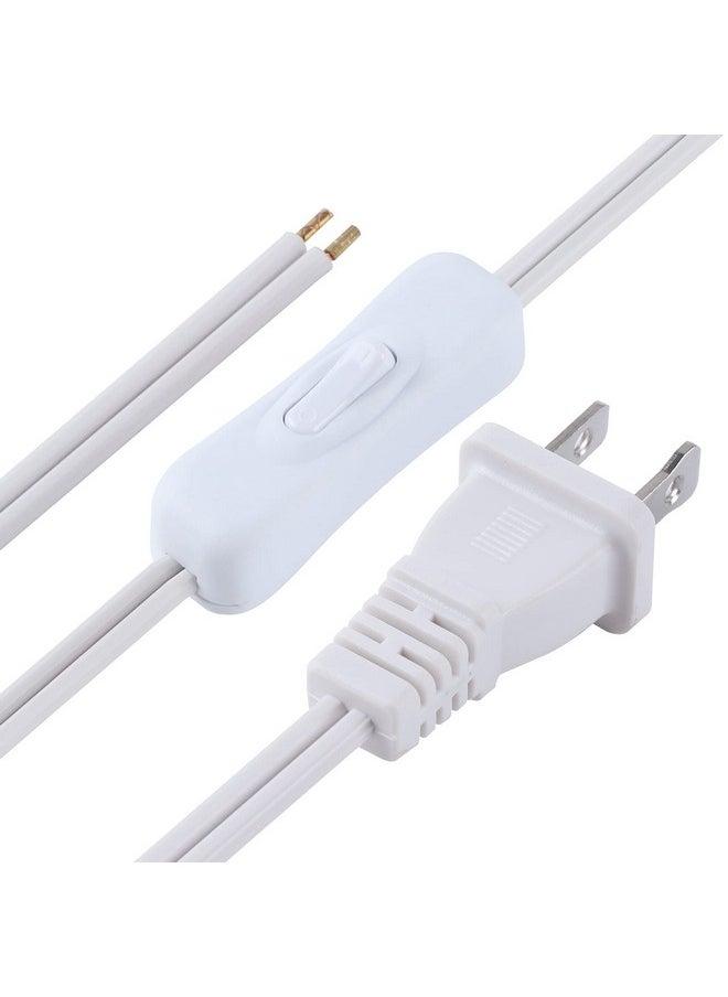 VSEER Lamp Cord has Button Switch UL304 2A/120V,Plug,Stripped Ends Ready for Wiring 18 AWG SPT-2, White (6FT)  - Image 2
