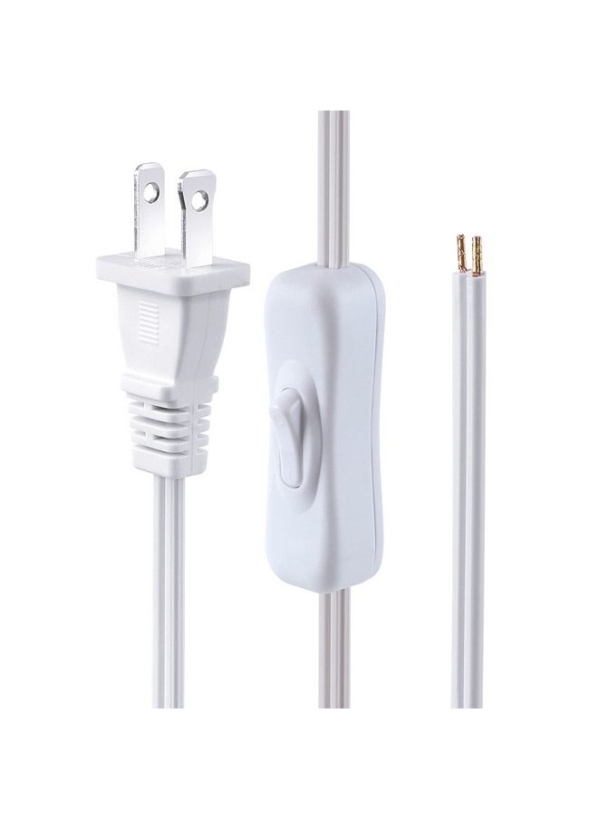 VSEER Lamp Cord has Button Switch UL304 2A/120V,Plug,Stripped Ends Ready for Wiring 18 AWG SPT-2, White (6FT)  - Image 3